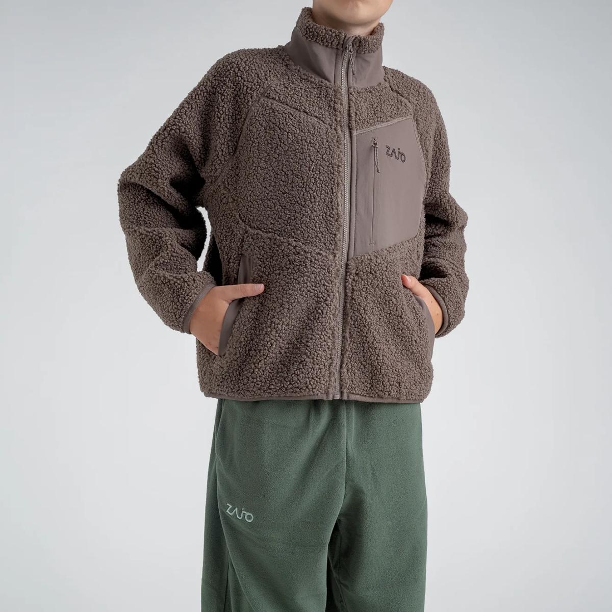 Palpo Kid's Pile Fleece Jacket — Dark Olive