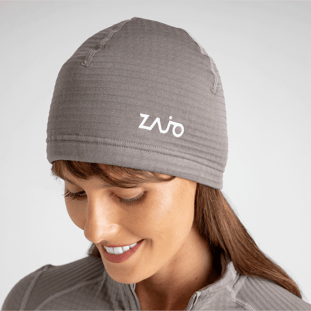 Kovri Merino Grid Beanie — Grey Navy