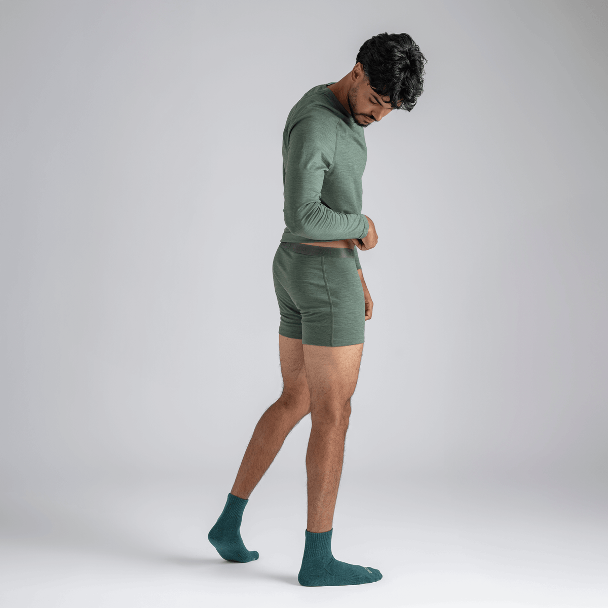 Senti Men's Merino Boxer Briefs в цвят Thyme Green